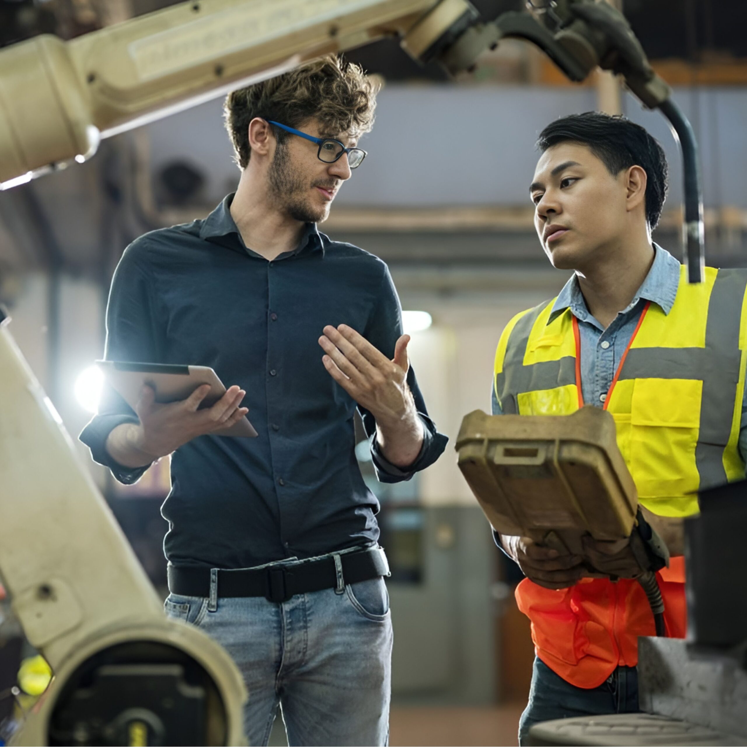 Engineers working on technical equipment