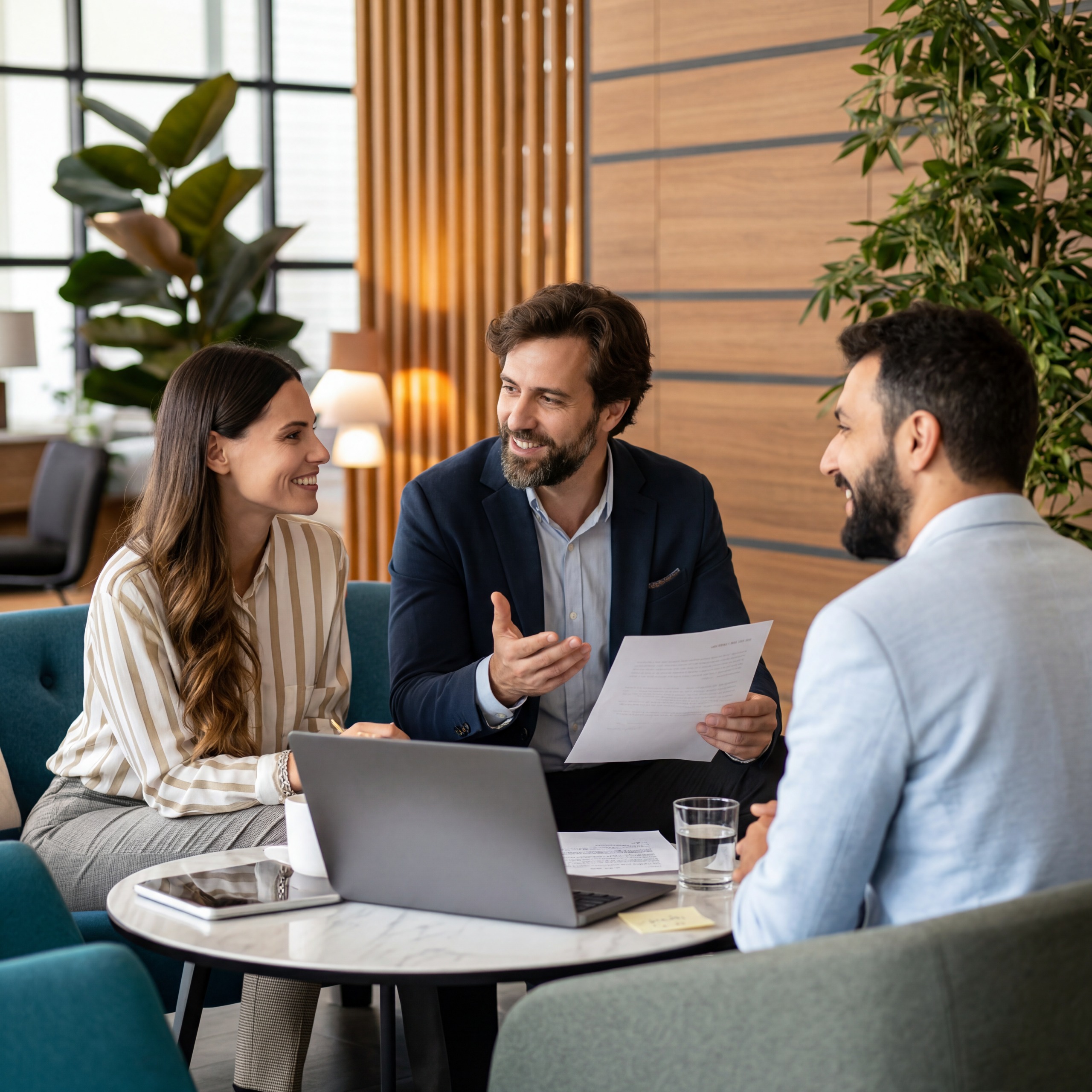 Sales agent in the field meeting clients